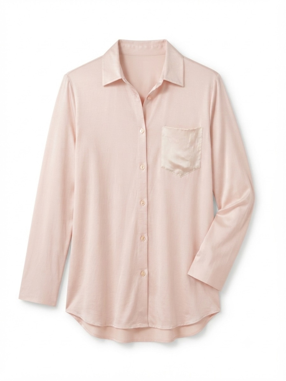 HANRO Grand Central Modal Silk Blush Pink Boyfriend Sleep Shirt M